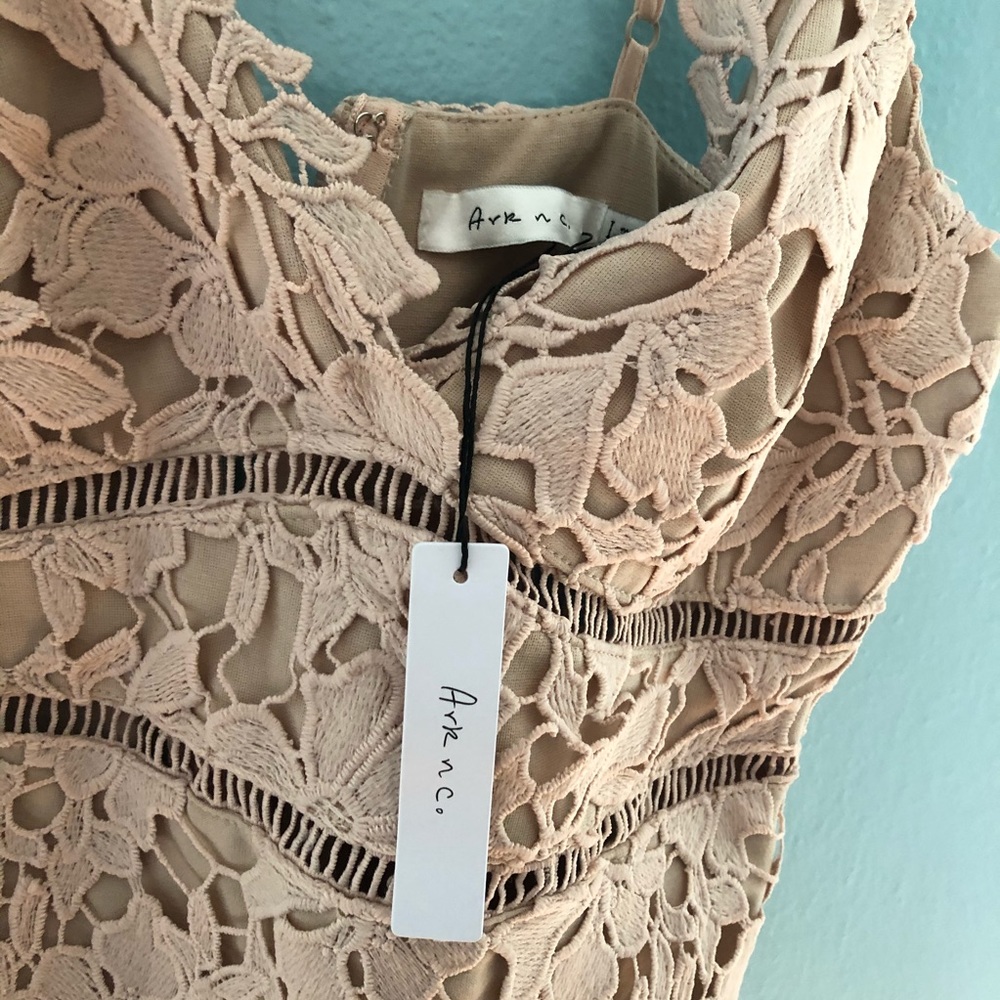 Nude/blush lace fitted dress